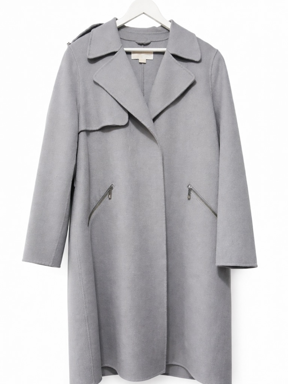 Michael Kors Wool Blend Coat NWT L Lavender Gray Long Trench Coat
